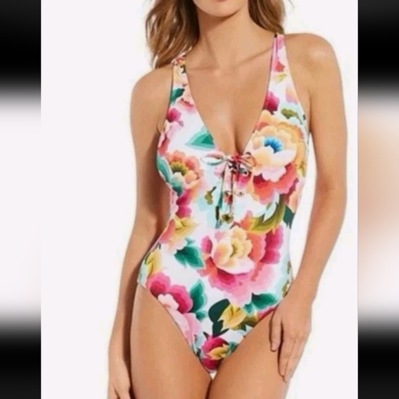 NWT Gibson Latimer One Piece Floral Swimsuit Women's XL - Picture 1 of 6